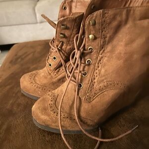 Brown Lace-Up Ankle Boots